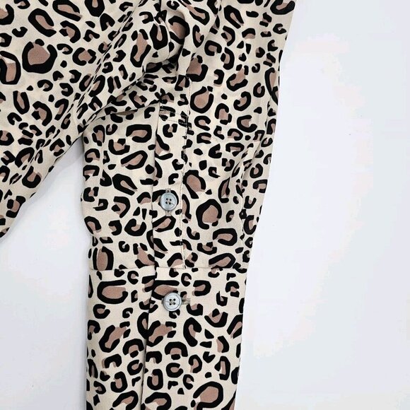 Gretchen Scott Leopard Print Button Up Blouse Womens Size Small 3/4 Sleeve Top - Picture 6 of 7